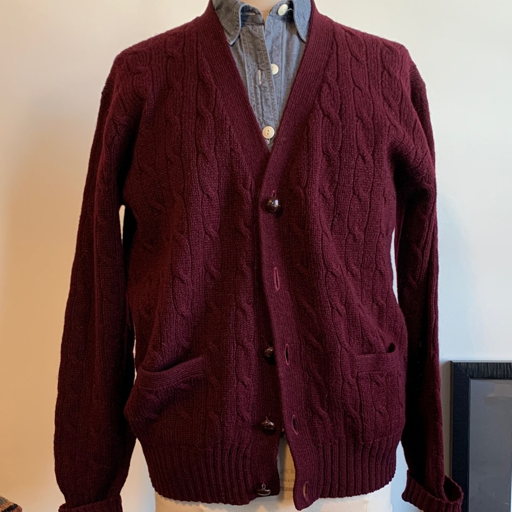 Polo Ralph Lauren Maroon Cable Knit Cardigan